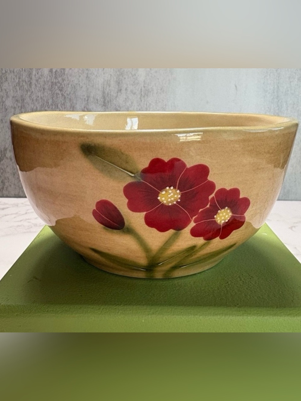 Fleur Rustique Cereal Bowl by Nanette Vacher for Ambiance Collections-Red Poppy